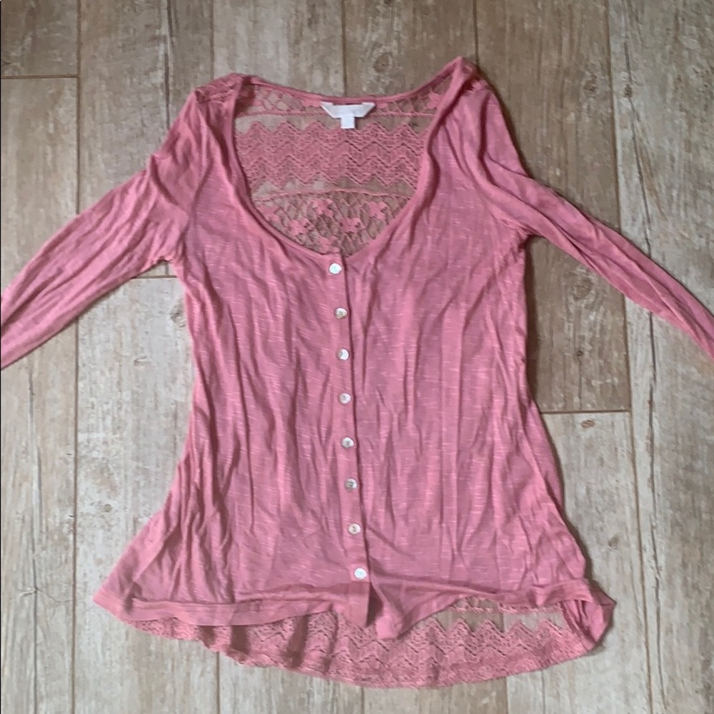 Lace back button up shirt
